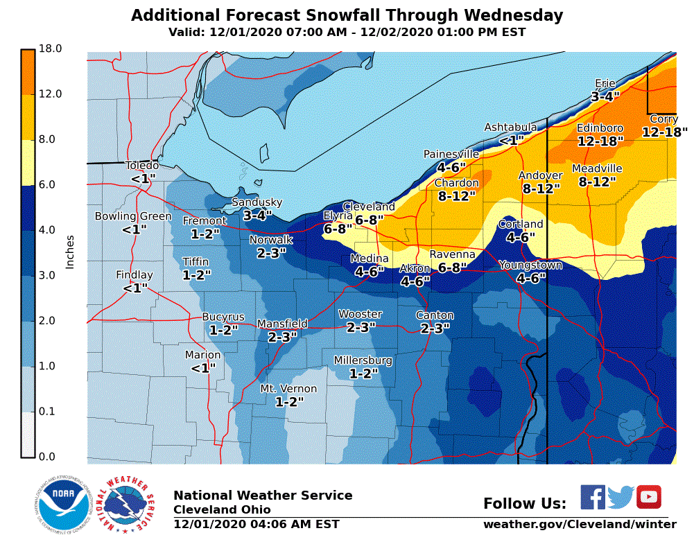Predicted winter storm delivers a snow punch to north central Ohio