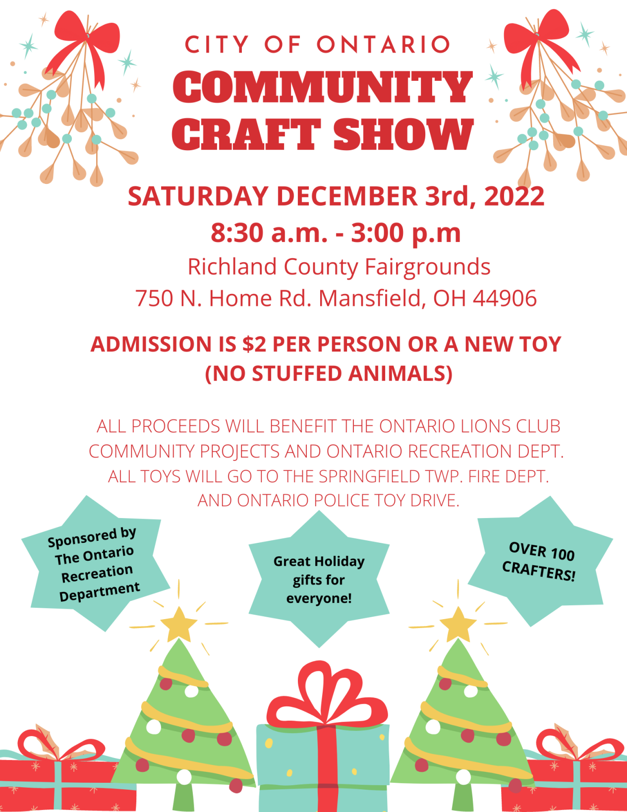 Ontario Community Craft Show set for Dec. 3