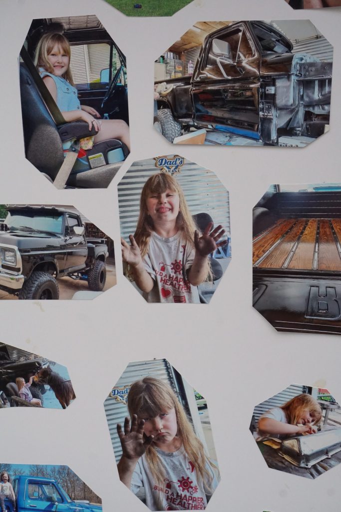 Poster board with pictures glued to it.